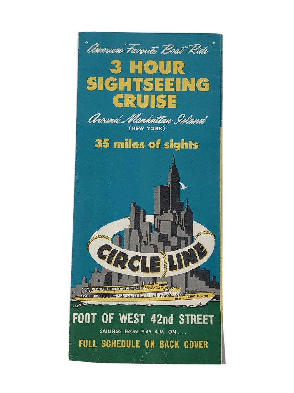Vintage Brochure Circle Line Manhattan Island Sightseeing Cruise New York